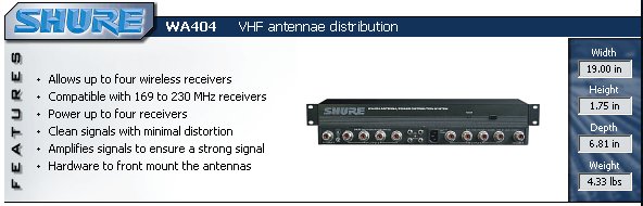 SHURE WA404 ANTENNA DISTRO